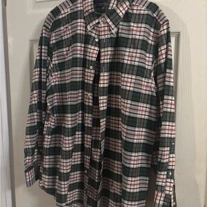 Lands' End Green and Red Plaid Shirt